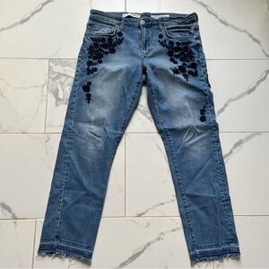 Anthropologie pilcro slim boyfriend embroidered jeans 30